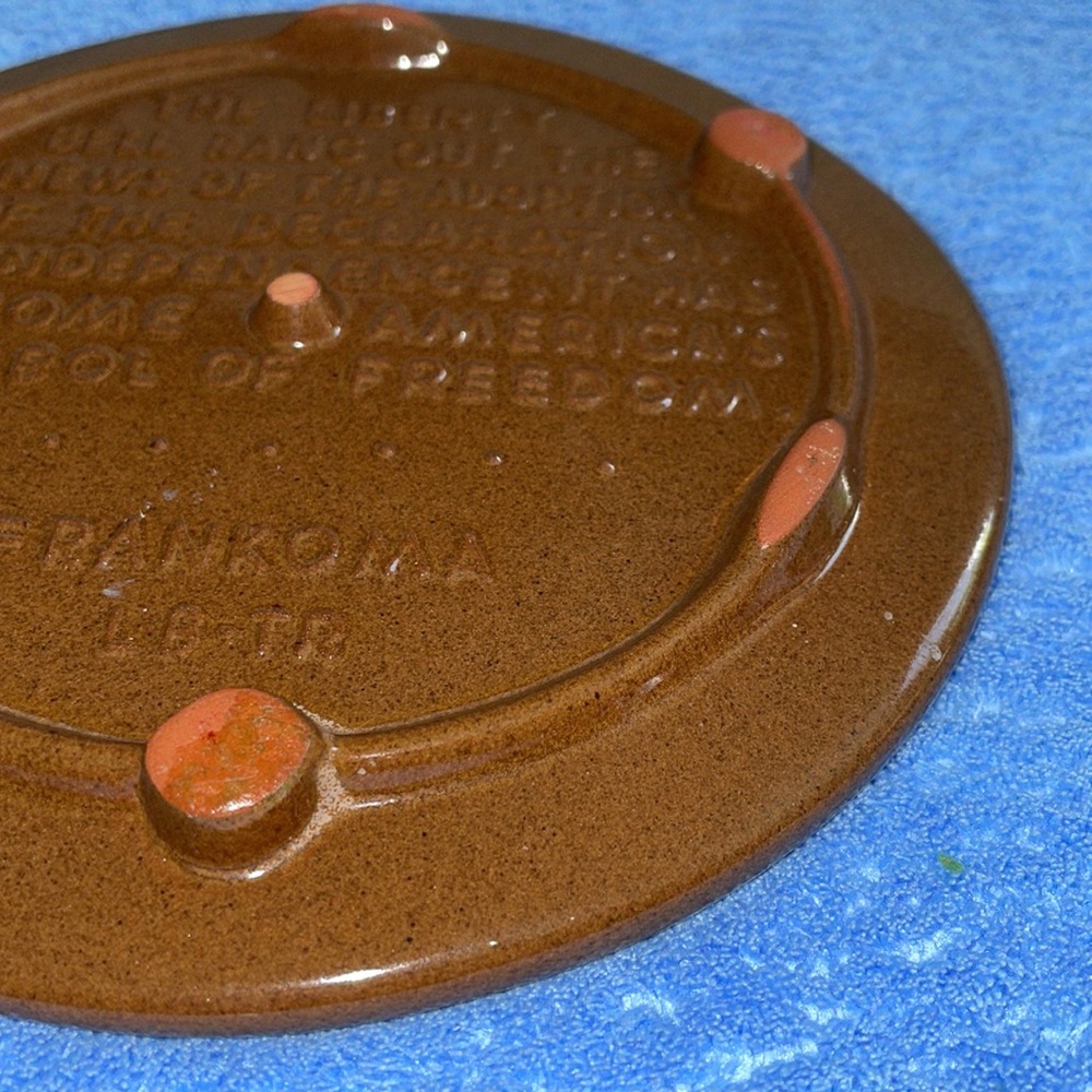 Vintage NEW.  Frankoma Pottery Liberty Bell Trivit. 6” diameter.  #LB-TR - Picture 4 of 4